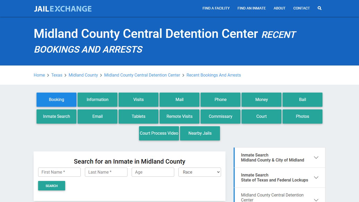 Midland County Central Detention Center TX Recent Arrests and Bookings