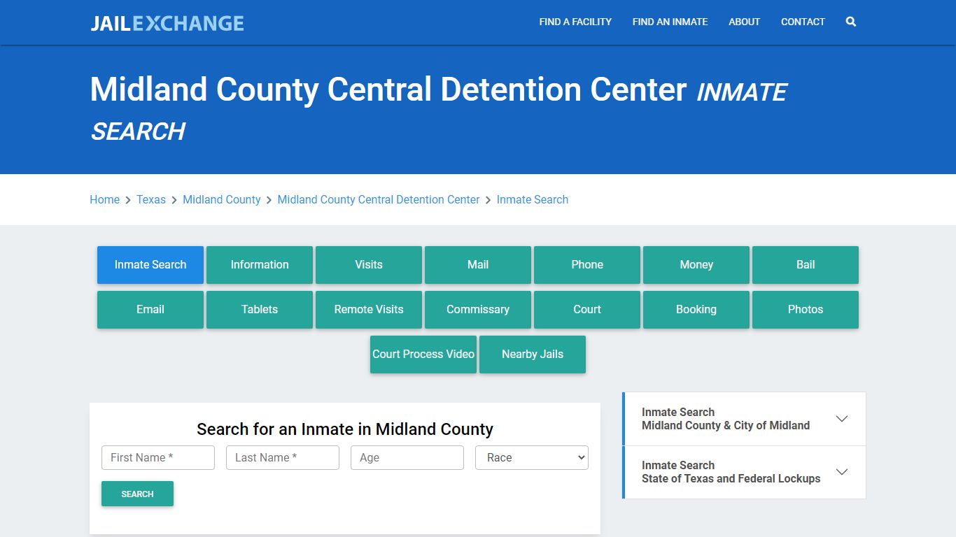 Midland County Central Detention Center Inmate Search